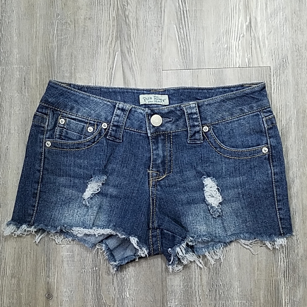 Paris Blue Distressed Jean Shorts